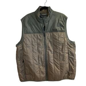 Filson Ultralight Vest Full Zip Olive Branch Map Green Puffer Mens XXXL 3XL